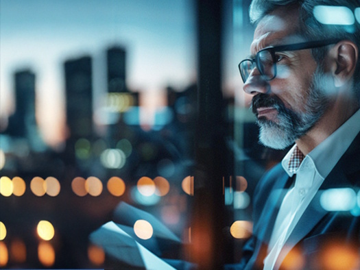 businessman looking out of window
