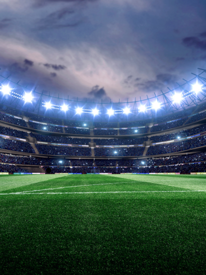 football stadium lit up 