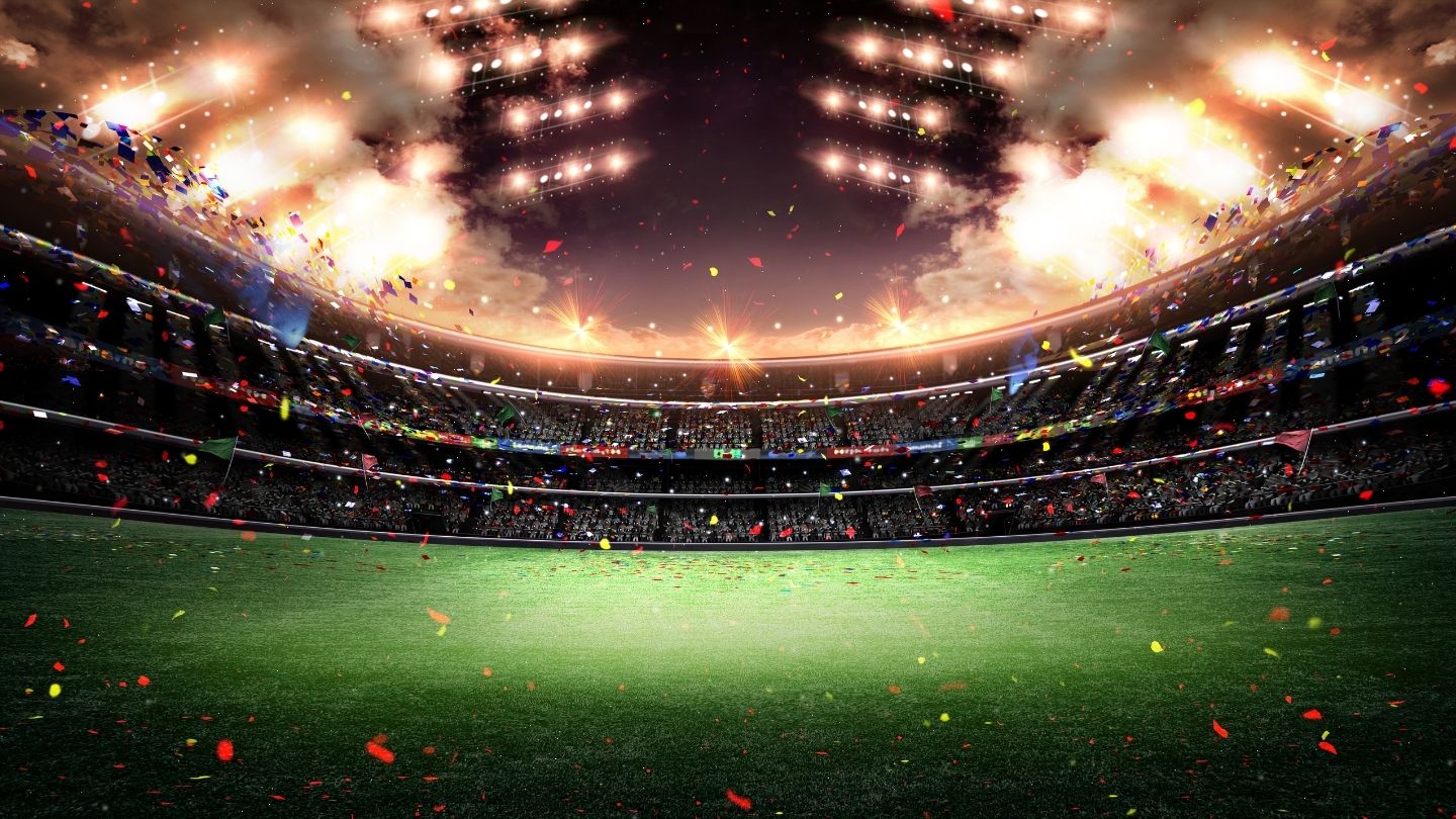 lit up stadium